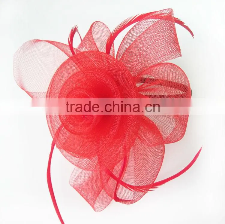 MYLOVE red sinamay fascinators black headband for women MLSM004
