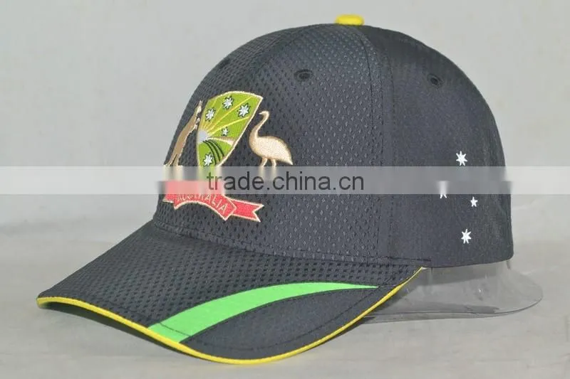 Guangzhou hat factory professional custom 6 panel / 100% polyester/black outdoor sports cap