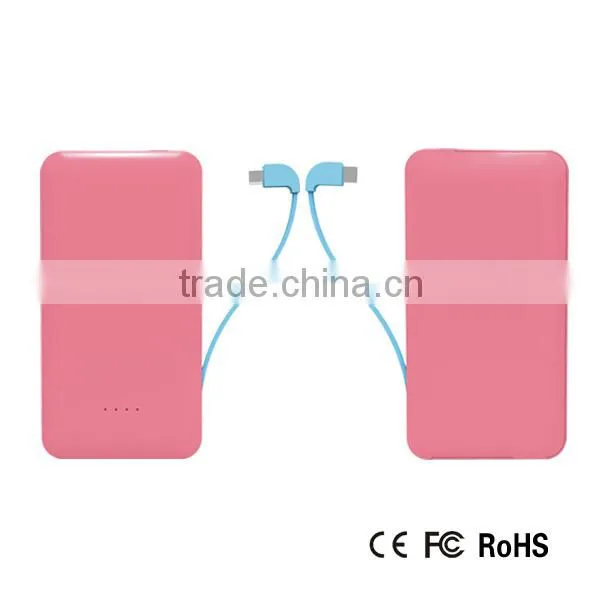 ultra slim rechargeable lithium battery power bank 5000mah