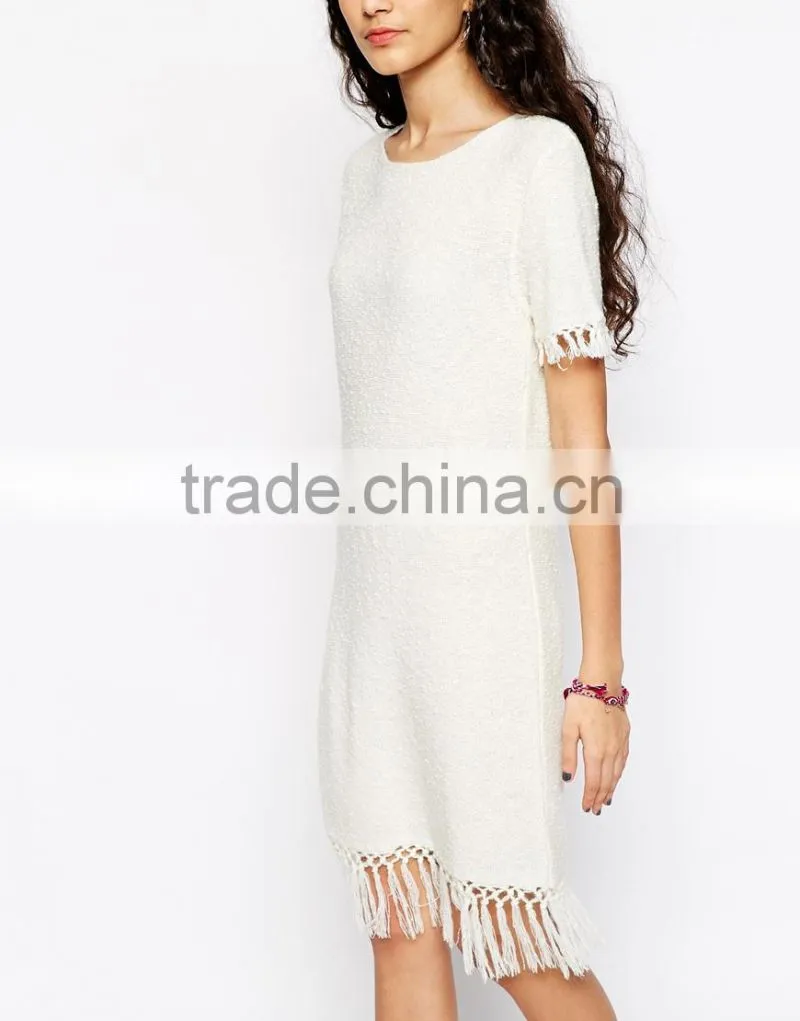 High fashion design sexy women sweater dress knitting dress fringing dress