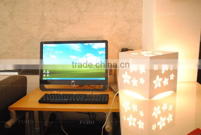 White color Creative DIY carved table lamp with Wood-Plastic Composites material (FH-BL04501)