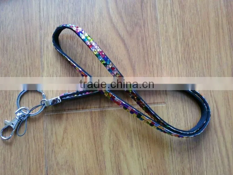 Wristlet Rhinestone Lanyard With Keychain