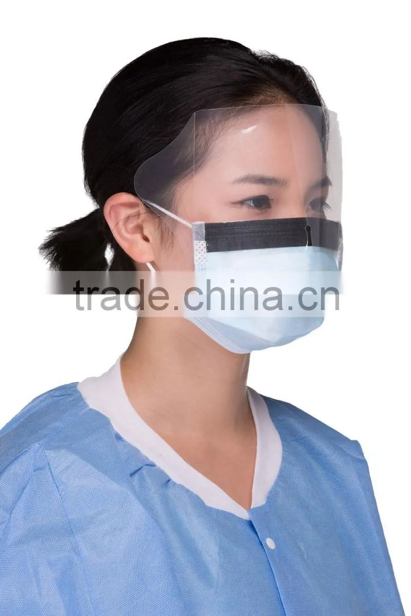 Surgical Mask With Eye Shield,Anti-Fog/Splash Medical Surgical Ear Loop Face Mask