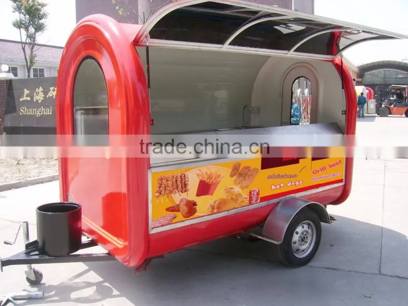 2.2m long hot dog fast food trailer / kebab grill mobile food cart / stainless steel material cargo box food kiosk design