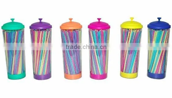 neon color plastic straw packed in beautiful PVC box