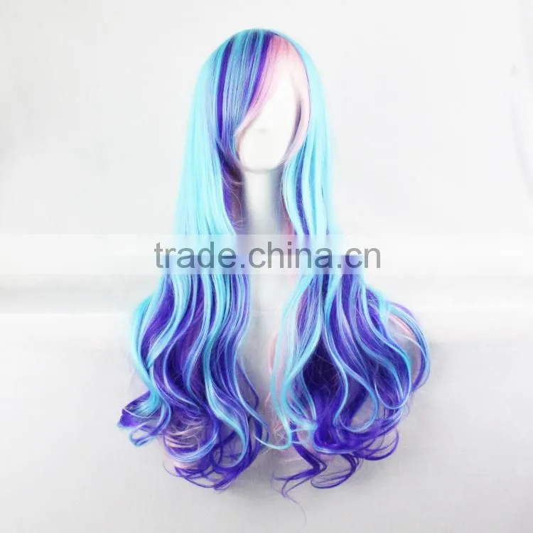 Beautiful wig cosplay blue wig sweety girl long hair wigs wholesale