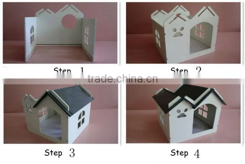 MDF Pink 2-Roof Side Door Pet House DXMP034