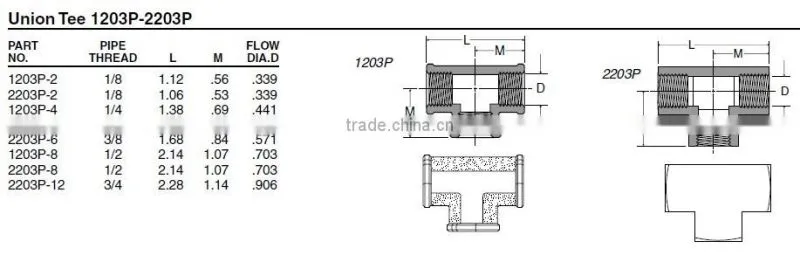 PF2203 Union Tee,Pipe Fitting,Brass Fitting,Auto parts