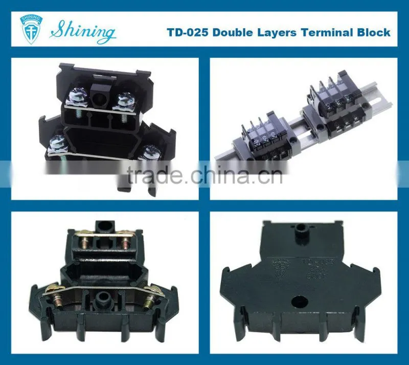 TD-025 Din Rail Mounted Double Level 25 Amp Audio Cable Connector