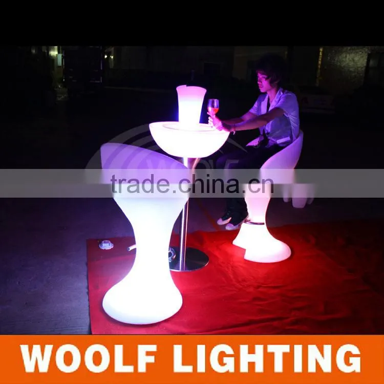 modern illuminated RGB high table LED round cocktail table