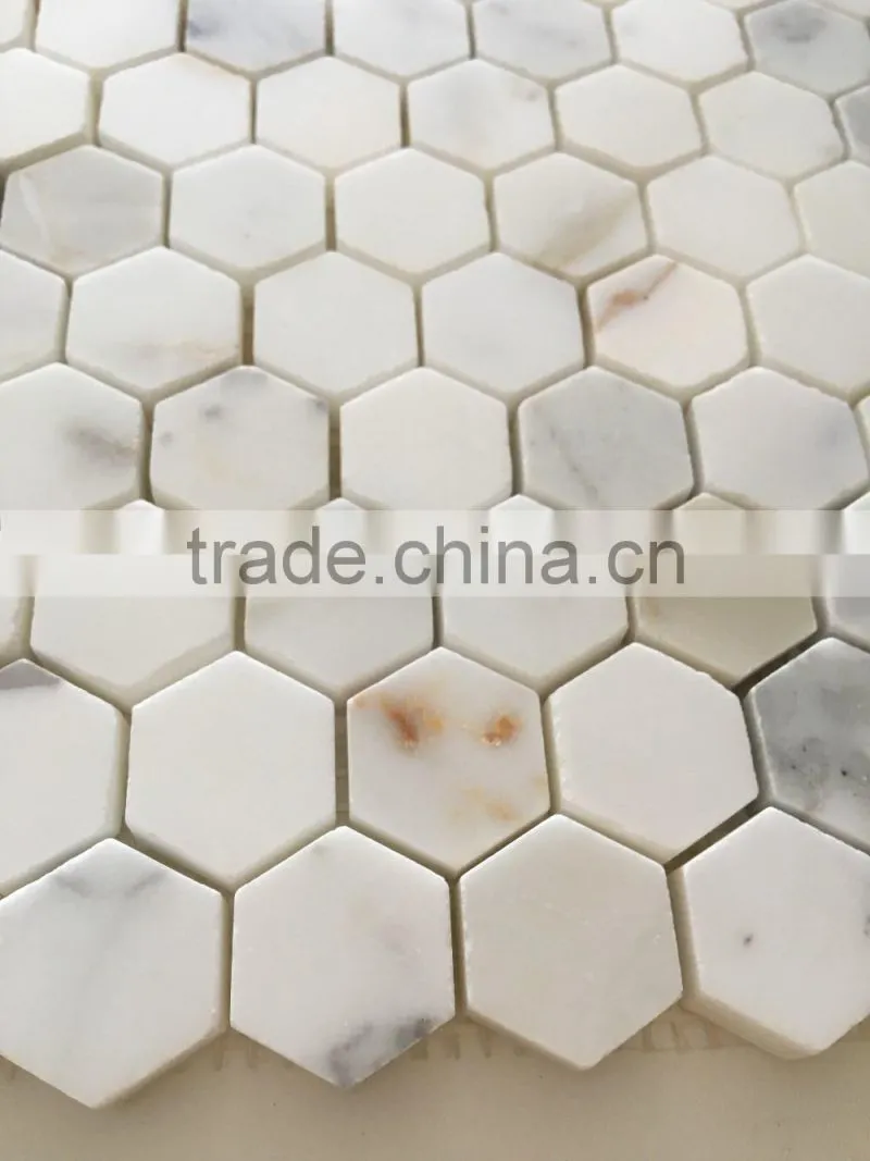 Calacatta gold hexagon marble mosaic tile