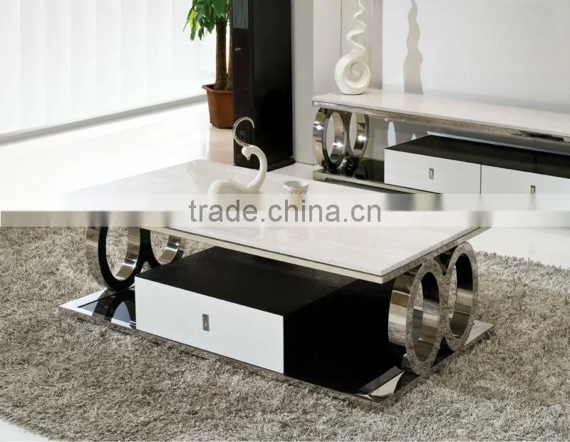 C363 Modern Style Living Room Furniture Marble Top Wood Coffee Table
