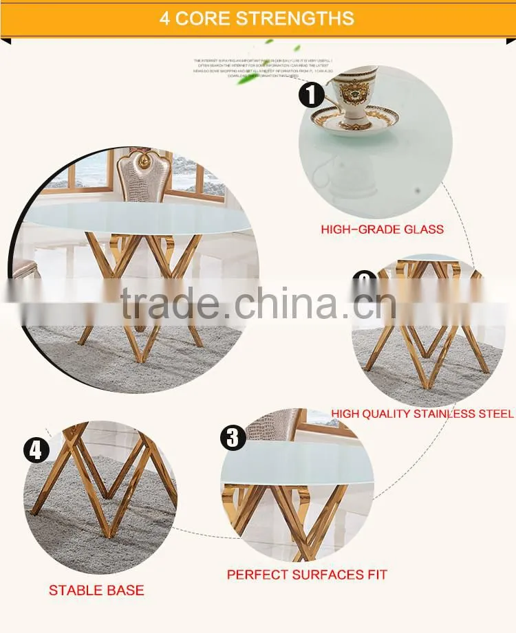 TH403 Cheap Round Stainless Steel Rose Gold Breakfast Table and Chairs