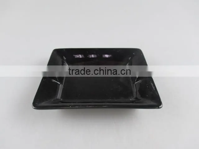 ceramic square black-glazed ashtray