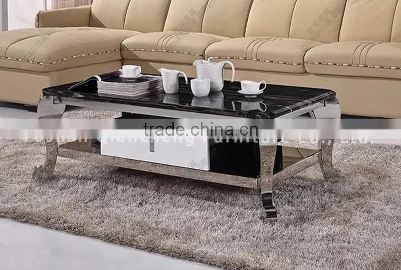 Marble Top LCD TV Floor Stand with Curio Cabinet