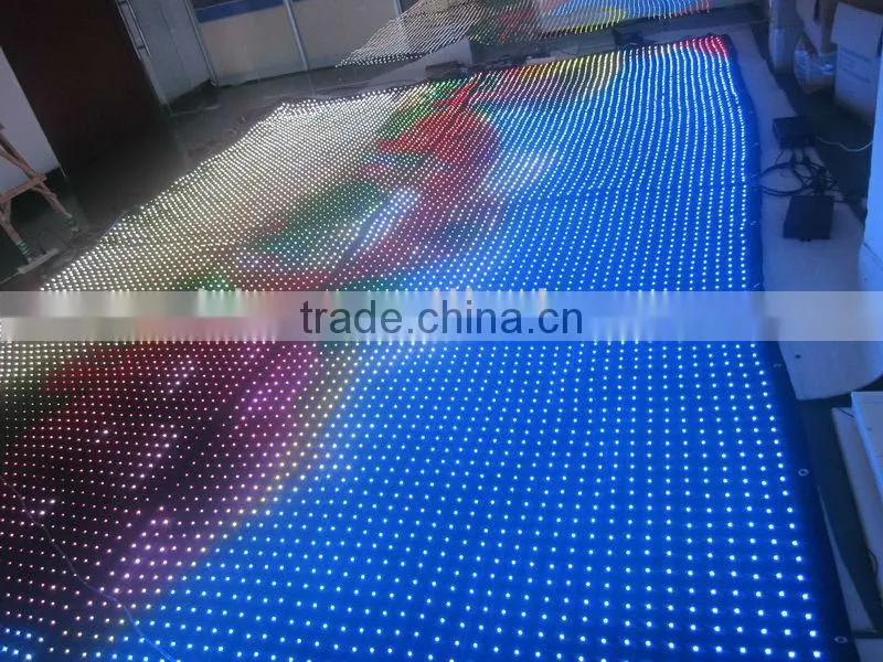 Programmble indoor rgb fireproof velvet led show screen curtain for stage background