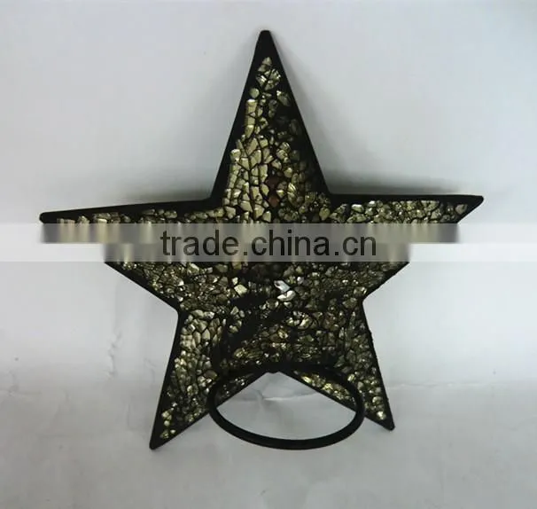 Christmas Decoration Golden Mosaic Glass Star Ornament