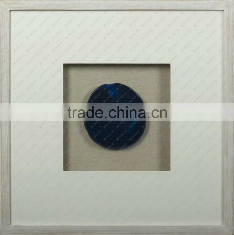 Decorative dark blue agate stone shadow box wall art