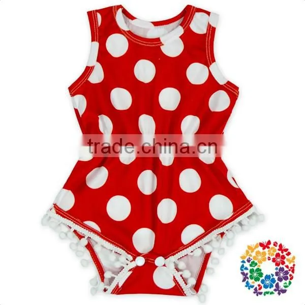 wholesale new born clothes pineapple prints elastic waist sleeveless pom pom baby girls rompers