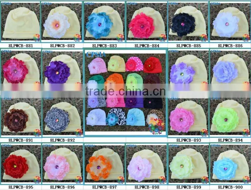 baby winter hat Toddler Cotton knit beanie with peony flower