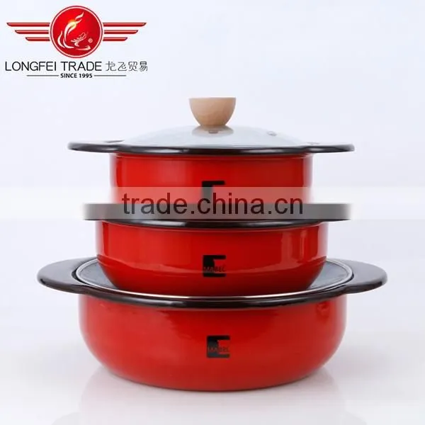 2016 glass lid enamel kitchenware hot pot casserole set for sale