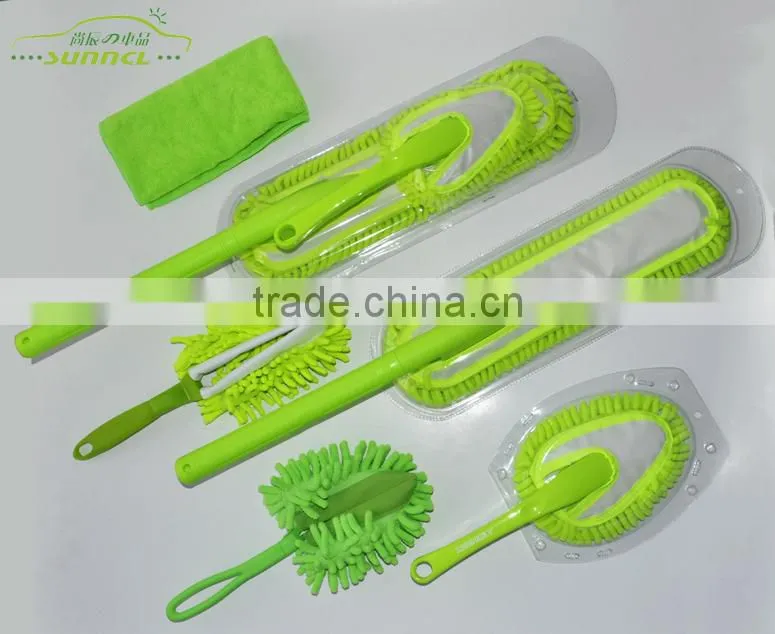 100% Polyester Changeable Chenille Car Brush , Microfiber Car Cleaning Brush Kit