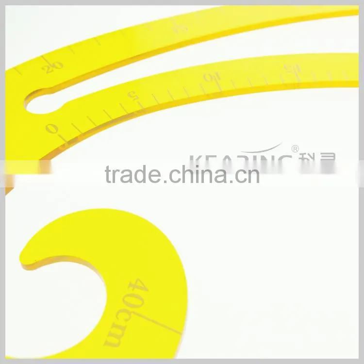 Factory OEM making durable yellow plastic tailor curve ruler for sewing design
