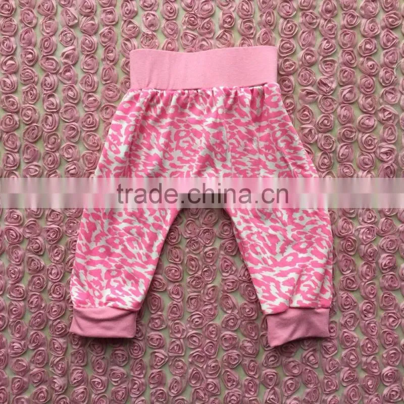 2016 fashion hot sell baby girl 2 pcs light pink pattern clothes baby harem pants with headband