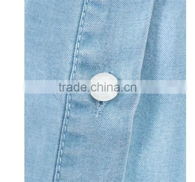 Hot selling beautiful ladies new design top quality denim women plain shirts