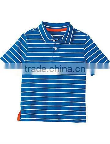 BOYS STRIPED POLO T SHIRT WITH CONTRAST COLLAR