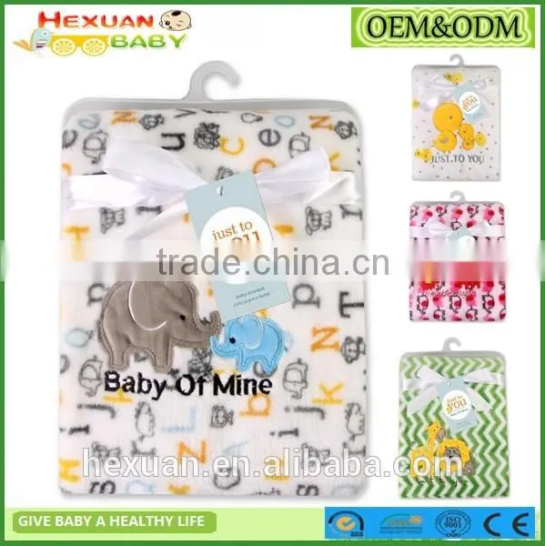 china supplier custom cartoon embroidered baby fleece blanket