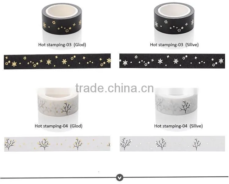 1.5cm*5m hot stamping washi tape planner accessories paper tape can be teared by hand