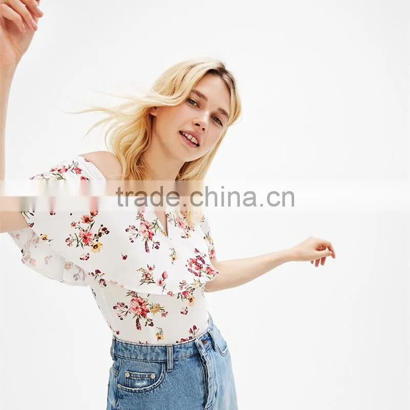 HOT style Plaid Flouncing Short Sleeve, Women Sexy One-shoulder Blouse