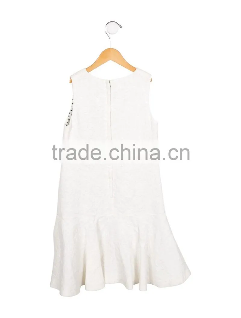 2017 new model wholesale little girl flounced white dresses ruffled skirt boutique clothing