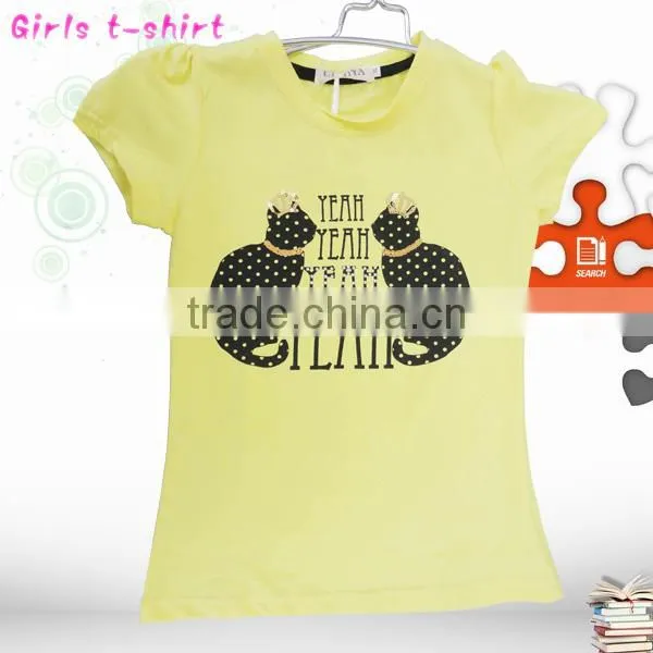 2014 new designs summer stylish girl's cute t-shirt