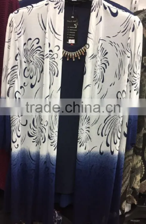 Top sale sapphire blue plus size printed designs latest fashion blouse for lady