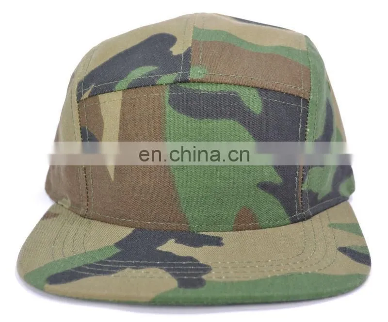 Camouflage 5 Panel Flat Brim Army Biker Visor Baseball Hat Cap