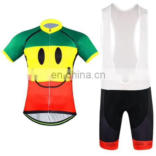 2016 new cartoon cute smile emojy women girl men boy children unisex cycling jerseys sets outdoor sport jersey clothes