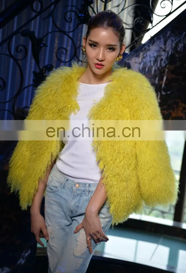 Hot-sale mongolian lamb fur coat women winter fur jacket
