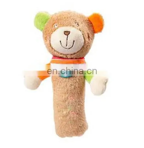 Fashion design baby pratice toys plush teddy bear baby rattle toys