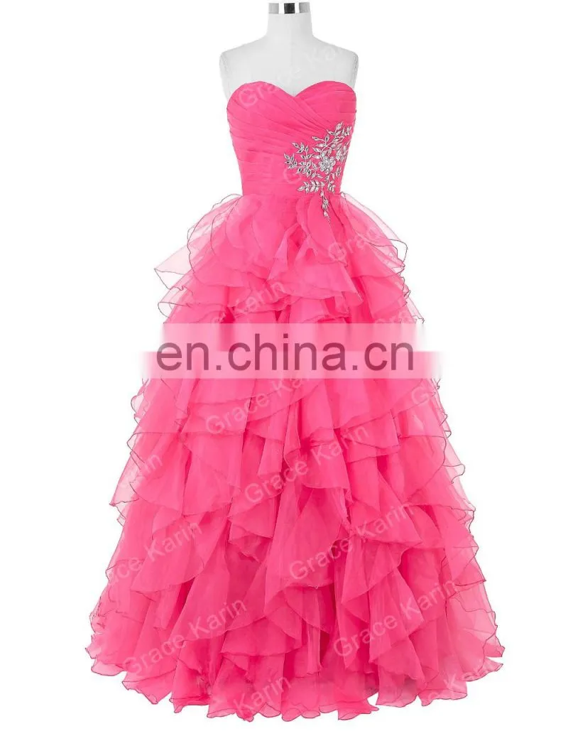 Grace Karin Strapless Off shoulder Organza Long Western Boutique Dresses CL3411-1