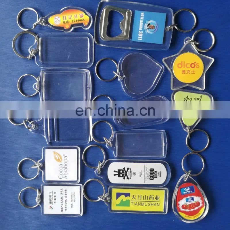 High Quality photo insert custom bear shape keychain acrylic
