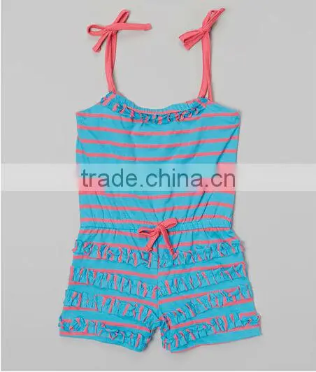 2014 Wholesale baby bubble Ruffle Tie Romper