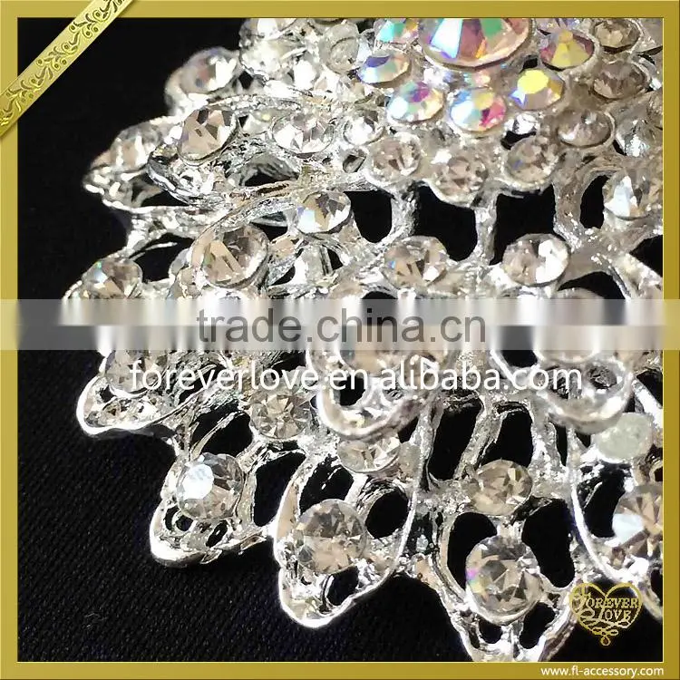 Clear Silver Crystal Diamante Rhinestone Brooch For Wedding dress FB024
