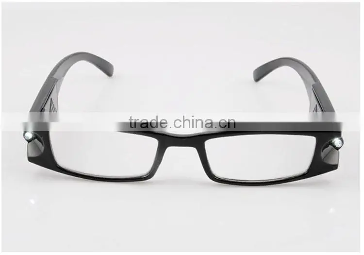 Ultra Bright Dual LED Lighted Up Map Book Readers Reading Black Full Frame Eye Glasses Eyeglass Spectacle Diopter Magnifier Ligh