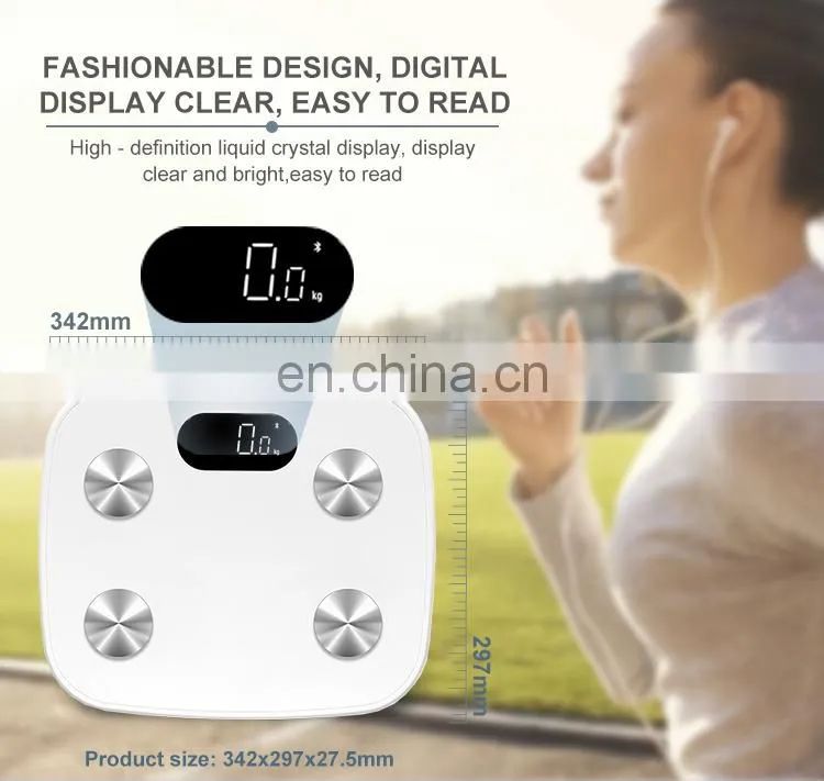 Best Selling Full ABS Plastic Body BMI Weighing Analyzer Blue tooth High Technology Personal Fat Scale