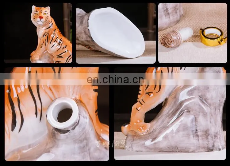 Chinese Zodiac series tiger cute and mini ceramic wine bottle