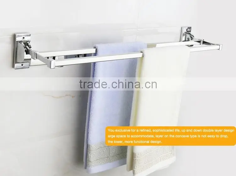 Wesda 90 degree rotation hotel bathroom tmetal towel shelf wall hook 2028