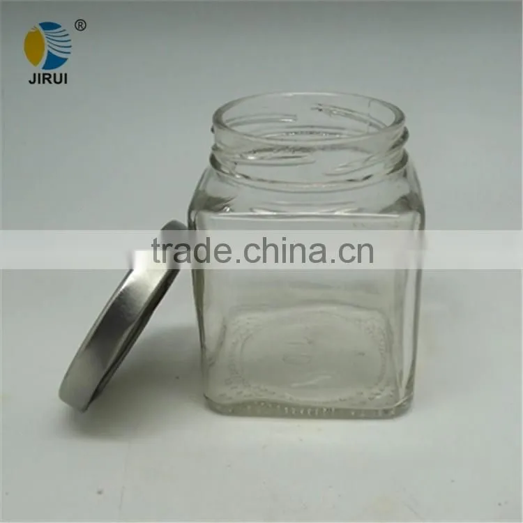 280ml square glass food jar with tinplate lid