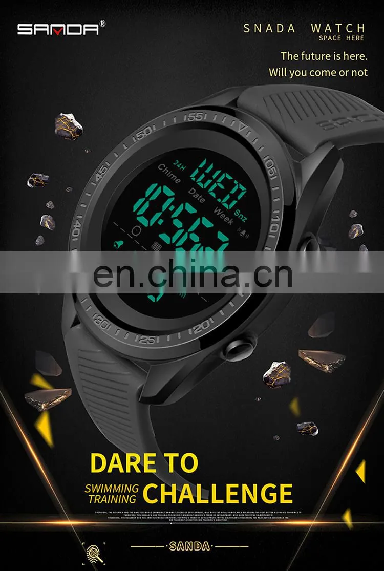 Sanda 6013 Multi Functional Digital Men Wristwatch Water Resistant LED Luminous Clock Sport Wrist Watches for Men